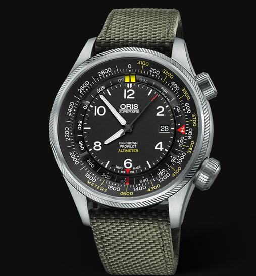 Review Oris Aviation Big Crown Propilot ALTIMETER WITH METER SCALE 47mm Replica Watch 01 733 7705 4164-Set 5 23 14FC